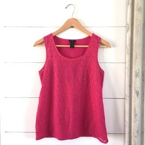Ann Taylor Pink Sleeveless Lace Top Size Small